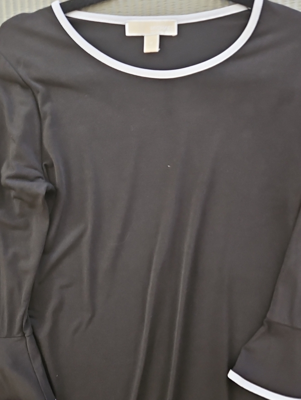 Michael Kors Black Long Sleeve Top with White Trim